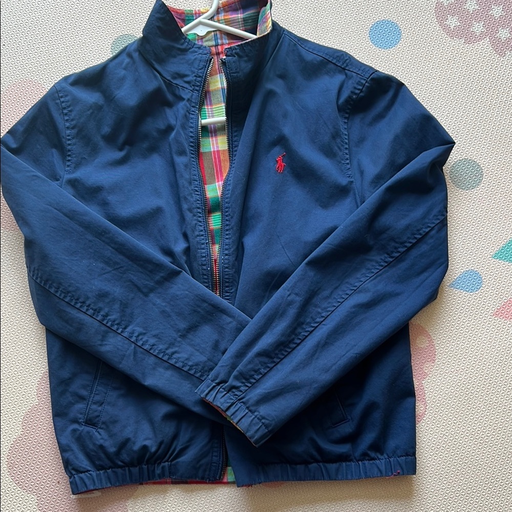 Ralph Lauren Navy Zip-Front Jacket with Red Polo Logo